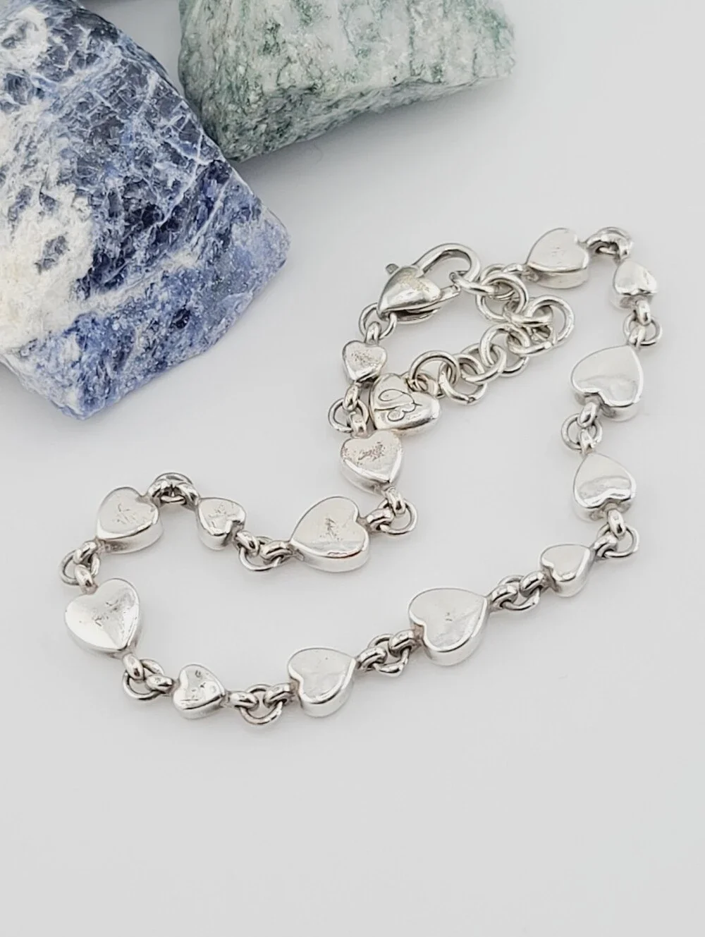 Brighton Meridian "Love Notes" Bracelet! Swarovski Crystal Inset In Heart Links! - Picture 8 of 11